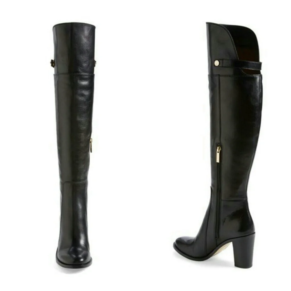 Louise et Cie Black Leather Knee-High Block Heel Boots